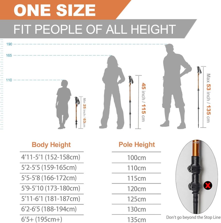 Aluminum Trekking Poles - Quick Adjustable Locks, Comfort Handle, Padded Strap, Snow Baskets - Walking Sticks Suitable for Hiking, Walking - Image 7